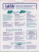 Cafe Lite &amp; Bakery Menu San Antonio Texas 1995 - £17.13 GBP