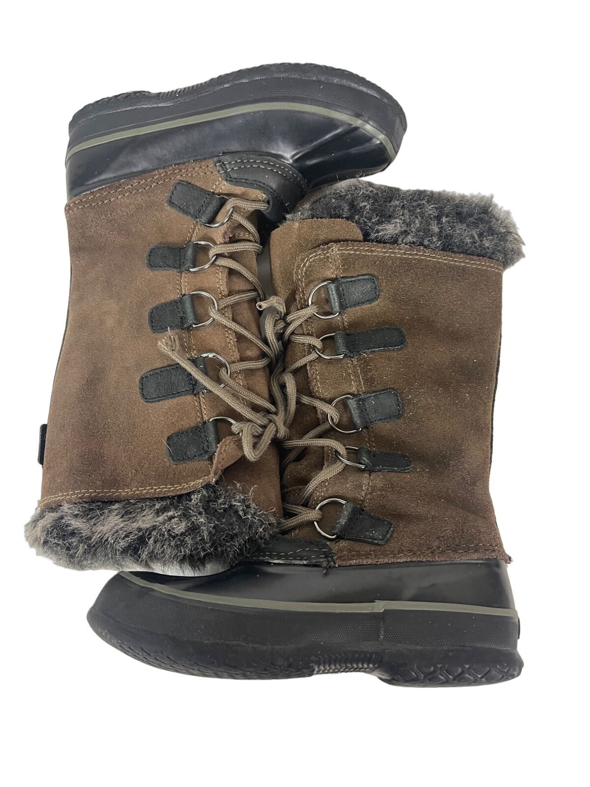 Kamik Solitude Jr Snow Boots Girls Size 1 Youth Brown Suede Leather FAIR - $21.60