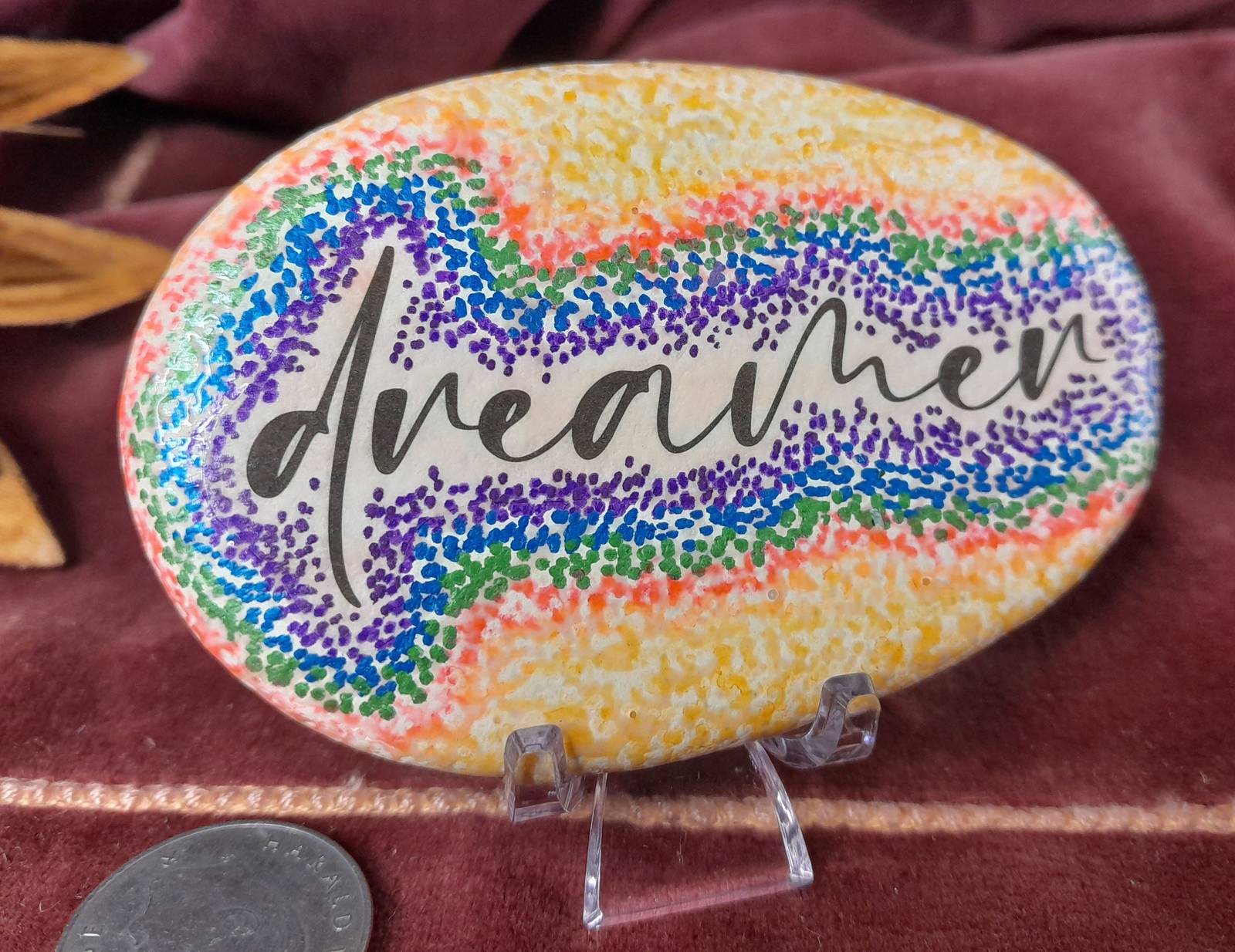 DREAMER Positive Motivational Rainbow Rock Desk Decor Gifts for Friends ... - $5.95