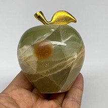 370g, 2.4&quot;x2.5&quot; Natural Green Onyx Apple Gemstone from Afghanistan, B31977 - £39.56 GBP