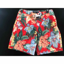 Men&#39;s Abercrombie &amp; Fitch red floral patterned Hawaiian swim suit Size 30 New - £21.52 GBP