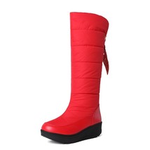 Female Winter Knee High Boots Round Toe Thick Heel 4.5cm Lace Up Waterproof Warm - £27.55 GBP