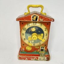 Vintage Fisher Price Music Box Teaching Clock 1968 Made in USA.  Broken hand Toy - $12.08