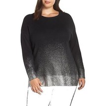 NWT Womens Plus Size 1X Vince Camuto Black Silver Ombre Foil Pullover Sweater - £24.79 GBP