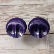 Vintage Clip On Earrings 1.25&quot; Dark Purple Double Thumb Print Circle - £11.18 GBP