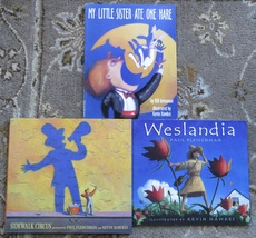 3 Kevin Hawkes books Weslandia, Sidewalk Circus, My Sister Ate One Hare - £5.23 GBP