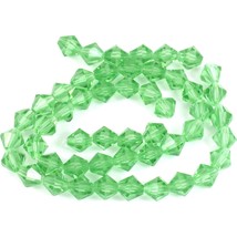 Bicone Faceted Fire Polished Chinese Crystal Beads Light Green 6mm 1 Strand - £5.24 GBP