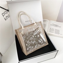 Clear Graffiti Handbag PVC Transparent Bags Women Fashion Shoulder Beach Jelly P - £9.50 GBP