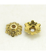 20 Flower Bead Caps Antique Gold Tone Spacers Findings Floral 8mm - $6.18 CAD