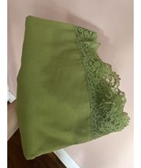 Vintage Green Tablecloth 60&quot; x 72&quot; with lace trim - $20.58 CAD