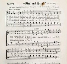 1883 Gospel Hymn Sing And Pray Sheet Music Victorian Church Religious AD... - £11.55 GBP