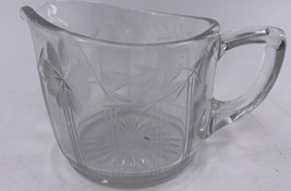 Floral Cut Etched Creamer Crystal Height 2 1/2 in Width 3 in Vintage - $12.86