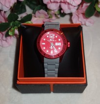 ADEE KAYE LADIES DIVER DATE WATCH AK5433-L-GRAY RED  new - $89.82