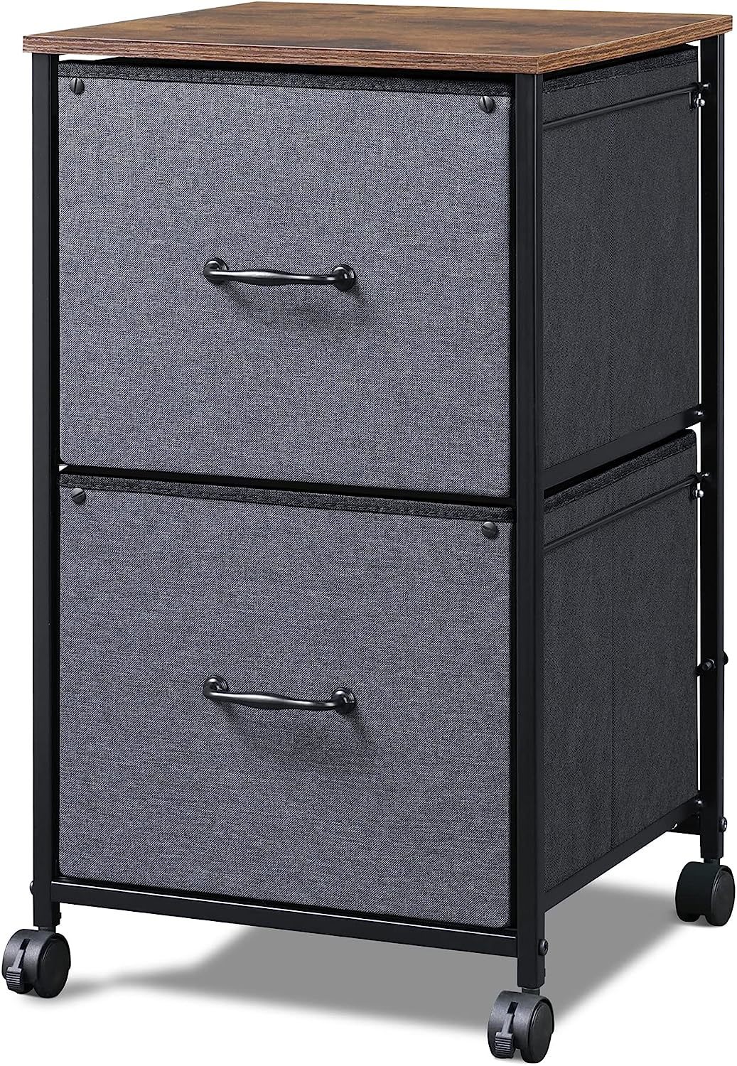 In A Rustic Brown Color, The Devaise 2 Drawer Mobile File Cabinet, Rolling - $64.96