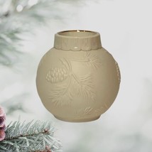 Lenox Ornamental Glow Pinecone Candle Holder Bisque Porcelain Winter Holiday - £14.70 GBP