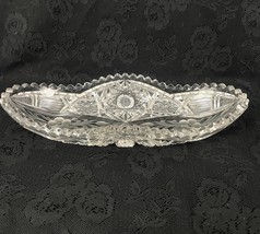 VTG American Brilliant Clear Cut Glass Oblong Relish Tray Celery Bowl 11&quot; HEAVY - £46.00 GBP