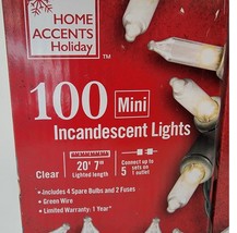 Home Accents Holiday Mini Lights, 100 Count, Clear, 20&#39; 7&quot; Length, Indoor/Outdoo - £6.26 GBP