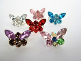 Extra tiny mini silver butterfly crystal hair barrette clip bridal clip bridal - £6.35 GBP