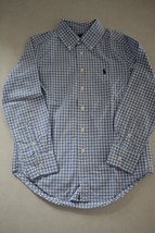 RALPH LAUREN Boy&#39;s Long Sleeve Blue Cotton Button Down Dress Shirt S (8) - $12.86