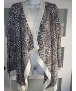 Pink Rose Black/White Open Front Knit Cardigan Sweater Size XL Women&#39;s - $31.20 CAD