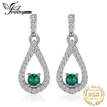 JewelryPalace Pear Simulated Nano Emerald 925 Silver Drop Earrings for Woman Fas - £16.77 GBP