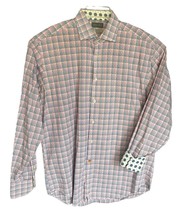Thomas Dean Men’s Size L Pink Blue  Plaid Long Sleeve Button Front Flip ... - $12.44