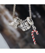 3 Pandora Sterling Christmas Holiday Charm Beads Candy Cane Stocking Xma... - £73.25 GBP