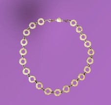 Vintage 90’s Hammered Circle Goldtone Necklace - £11.98 GBP