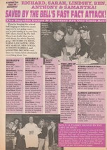 Saved by the Bell New Class teen magazine pinup clipping fast fact attac... - $27.43 MXN