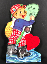 Carrington Mechanical Valentines day Card Fisherman Vintage Valentines Ephemera - £17.67 GBP