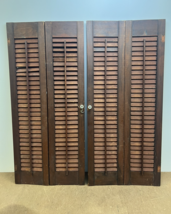 Vintage Wood Shutters Pair louvered set wooden window cover decorative d... - $665.05 MXN