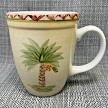 Single Gibson Designs Coffee Cup Mug PALM BAY Tree Motif Yellow Green - $12.86