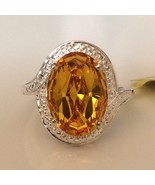 Made with SWAROVSKI Yellow Crystal 925 Ring SZ 7 - $34.27 CAD