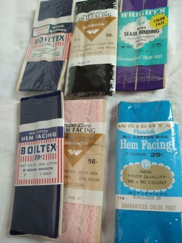 Primary image for Lot Of 6 Vintage Seam Binding & Hem Facing Boiltex & Wrights