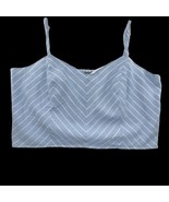 Lane Bryant Cropped Tank Top Blue Striped Linen Blend Women Plus Size 20 - £19.71 GBP