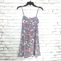 Mind Code Dress Womens Medium Gray Floral Smocked Sleeveless Mini Cotton... - $15.95