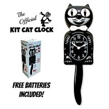 CLASSIC BLACK KIT CAT CLOCK 15.5" Free Battery Official MADE IN USA Kloc... - $59.99