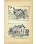 Lincoln&#39;s Birth Place &amp; Residence Victorian 1884 Wood Engraving DWA1 - $26.45