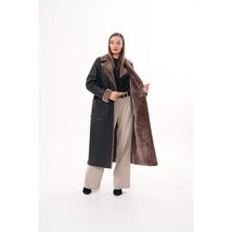 Vinci The Florence Long Shearling Black Leather Women Jacket image 2