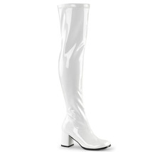 Sexy Retro 70&#39;s Gogo Dancer Halloween Costume White Thigh High Boots GOGO-3000 - £56.80 GBP