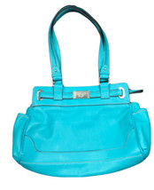 Chaps Teal Purse Many Pockets Faux Leather 14”x10” - $23.00