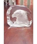 Paperweight pressed glass frosted eagle head, very good condition, 4&quot; x ... - $24.53 CAD
