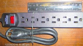 500 Joule Surge Protector Power Strip 6 Outlet 2.5 Ft Cord Black Kab PS664B - £16.22 GBP