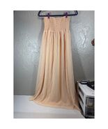 Free People Below Knee Strapless Peach Dress Ruched Lace Up Back Size XS/S - $54.95
