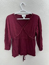 Womens Talbots Collection Blouse Size XL Red 3/4 Sleeve V-Neck - £7.51 GBP