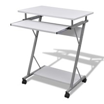 Compact Computer Desk with Pull-out Keyboard Tray White - £30.31 GBP