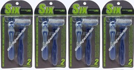 ( 4 PACK = 8 RAZORS ) 6-Blades-Disposable-Shaving-Razor-System-Twin-Value-Pack - $16.82