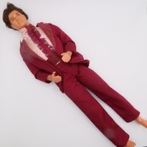 Vintage 1986 Barbie Romantic Wedding Maroon Tuxedo with Beau Ken Mod Doll - $32.50