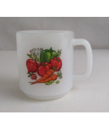 Vintage 1970s Glasbake Vegetable Garden Harvest White Milk 3.5&quot; Coffee Cup - $9.89