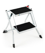 Folding 2 Step Ladder wiht Anti-Slip Pedal and Large Foot Pads-Black &amp; W... - €98,93 EUR